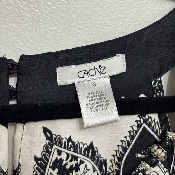 Y2K Vintage Cache Silk Babydoll Tunic Tank in Abstract Design - Size M - Picture 4 of 6